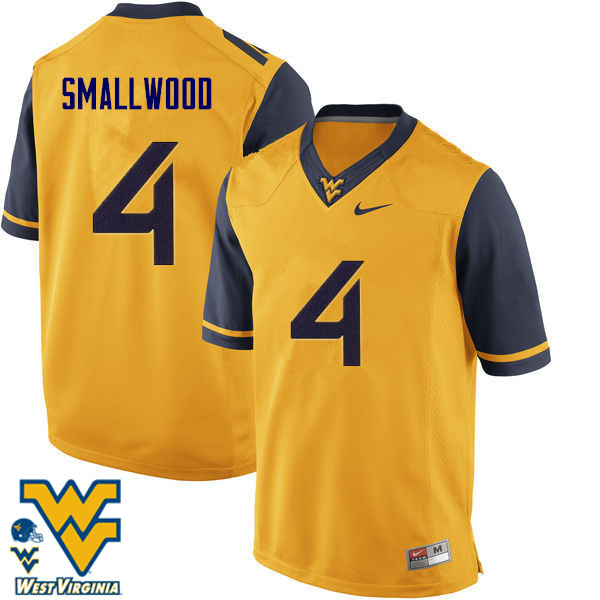 Men #4 Wendell Smallwood West Virginia Mountaineers College Football Jerseys-Gold - Click Image to Close